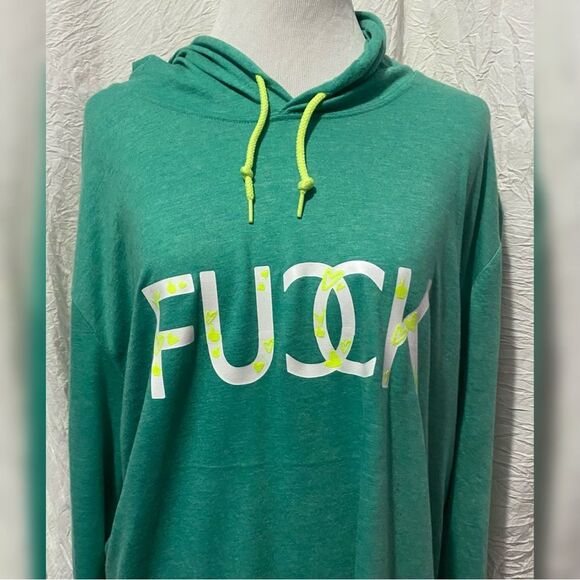 Neon, Custom, Glow In The Dark, F Word, Long Sleeve, Hooded Tee - Picture 8 of 14